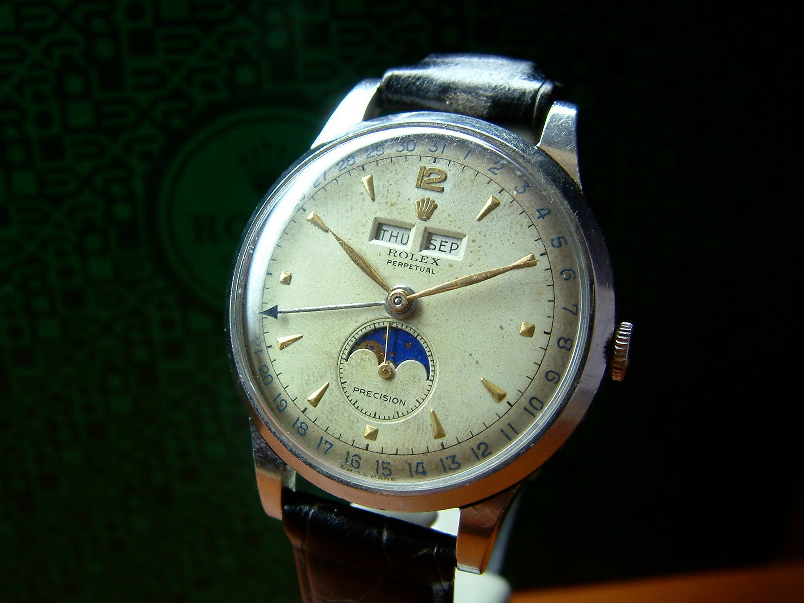 fine and extremely rare stainless steel rolex triple date moon phase ...