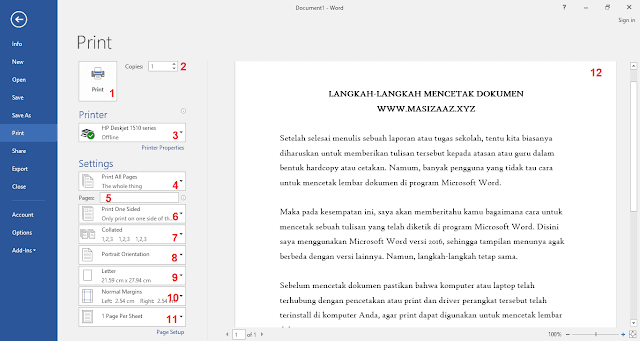 Cara Mencetak Lembar Dokumen Microsoft Word