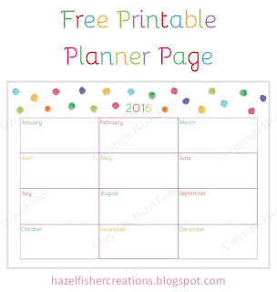 Free Printable Planner Page Year to view 2016 hazelfishercreations