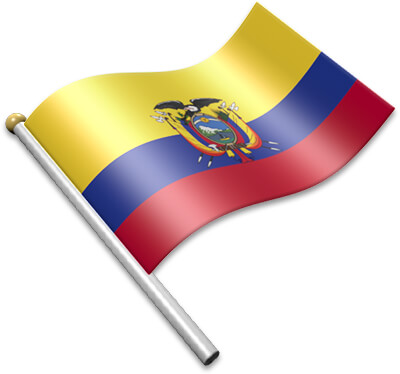 The Ecuadorian flag on a flagpole clipart image