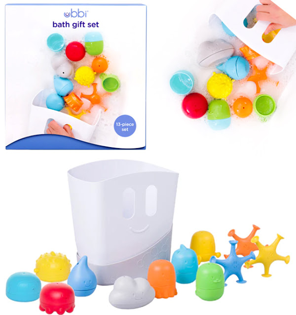 ubbi, ubbig gift bath set, bath toys, toddler bath toys