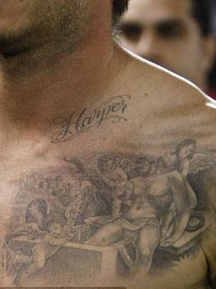Was the fourth son Harper his name written across the chest over David 