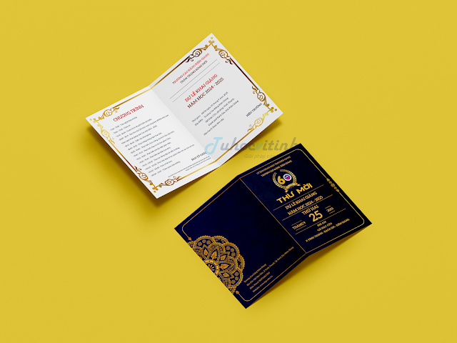 Dùng ADOBE INDESIGN Thiết kế Mẫu Thiệp Mời Khai Giảng (A4 Bi-Fold Brochure)