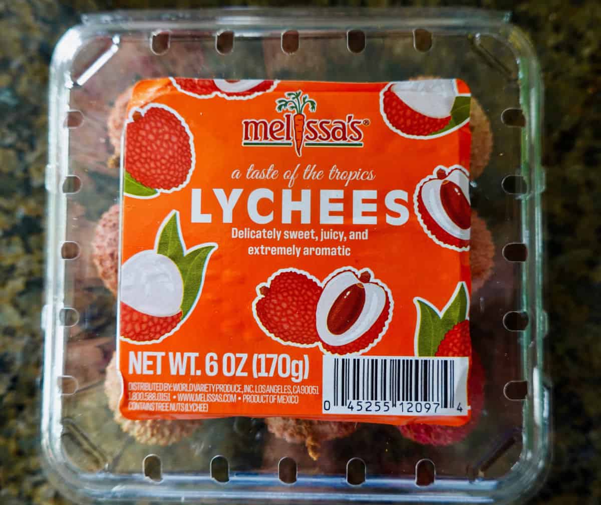 Lychees in a Clear Box.