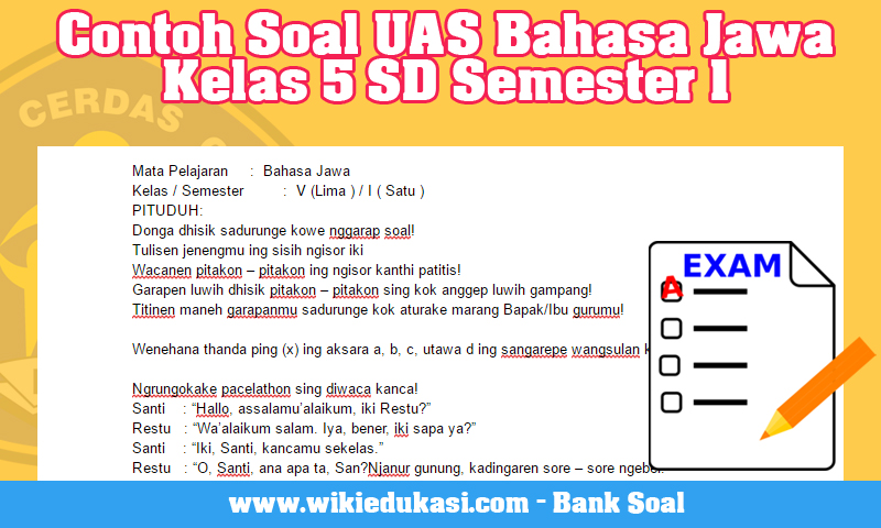  Contoh  Soal  UAS  Bahasa  Jawa  Kelas  5 SD  Semester 1 Wiki 