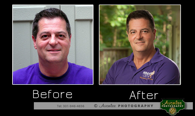 Silver Spring Professional photographer, business head shot, before and after, smart phone selfie