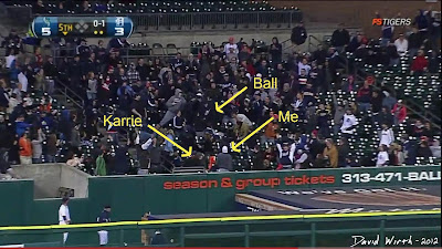 left field homerun, detroit tigers, miguel cabrera, catch ball