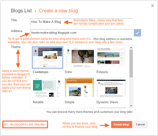 Creating a blog - steps 2, 3, 4 and 5