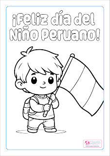 Día del Niño Peruano niño con bandera peruana