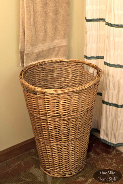 DIY Paint-Dipped Hamper Refresh (Before) - One Mile Home Style
