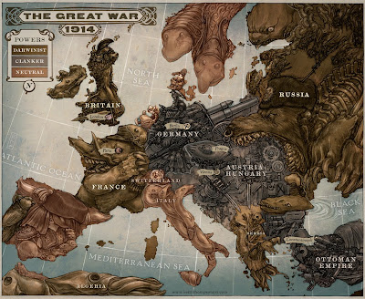 Map Of Europe 1914. Caricature map of Europe 1914