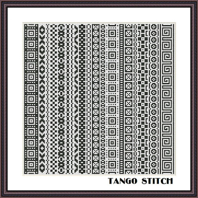 Black cross stich patterns ornament sampler - Tango Stitch