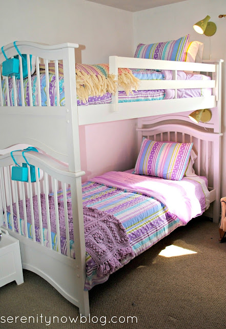 Add IKEA Lamps to Girls' Bunk Beds, from Serenity Now