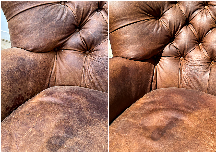 Before and after leather chairs