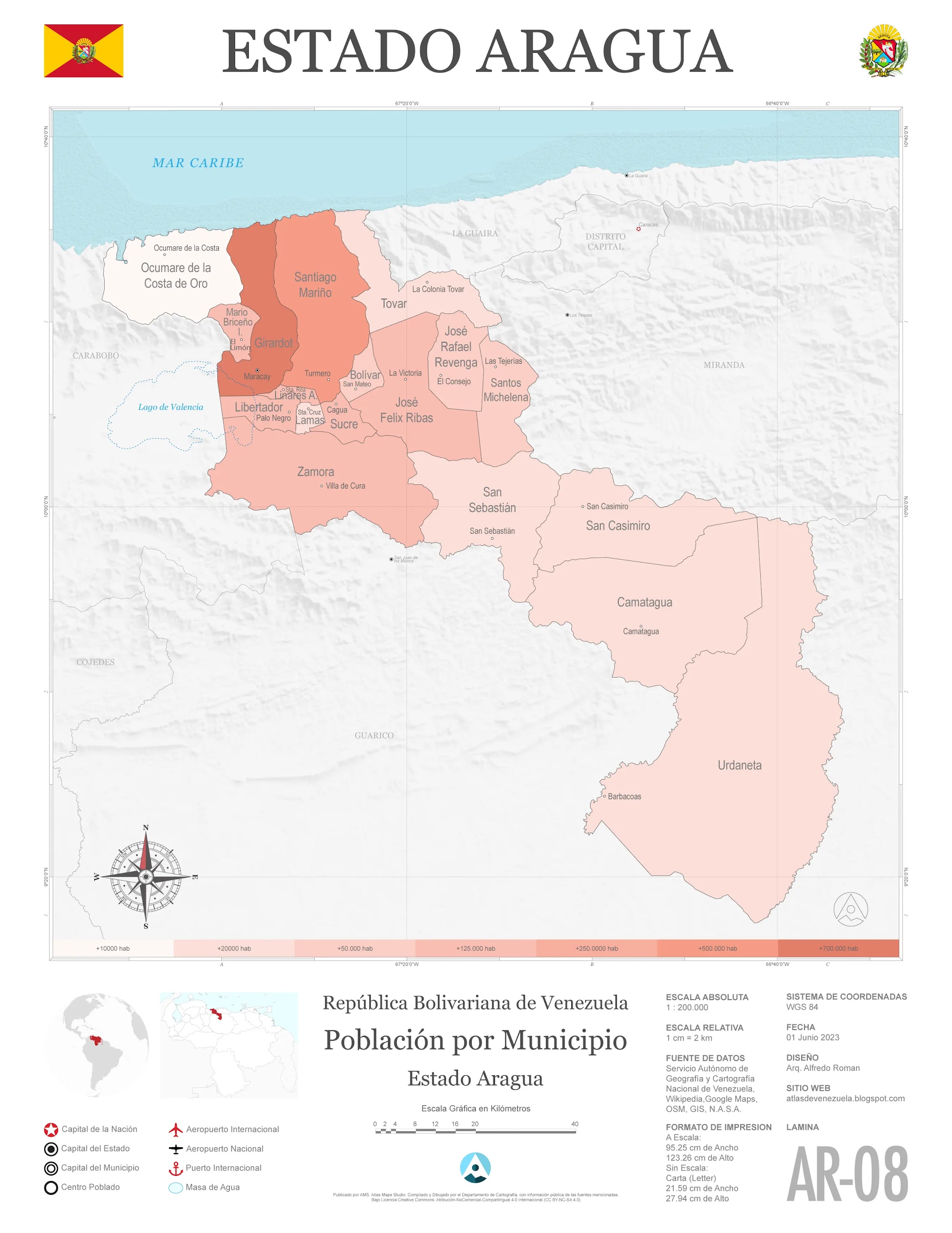 Mapa de Población del Estado Aragua
