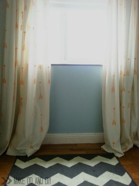 diy paint stamped arrow curtains