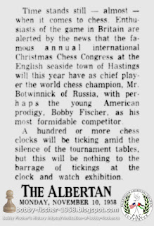 Time Stands Still at Hastings - Mikhail Botvinnik and Bobby Fischer