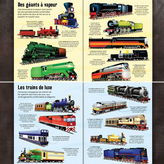 Mon livre des gros trains et d'autres plus petits ... -  de Megan Cullis et Gabriele Antonini, Editions Usborne - un superbe livre sur les trains et l