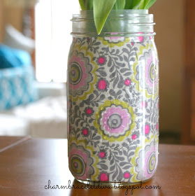 gray pink white yellow fabric mason jar