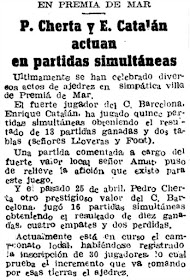 Simultáneas de ajedrez en Premiá de Mar en 1944
