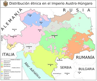  Divisão étnica do Império Austro-Húngaro - Antes do Tratado em 1918