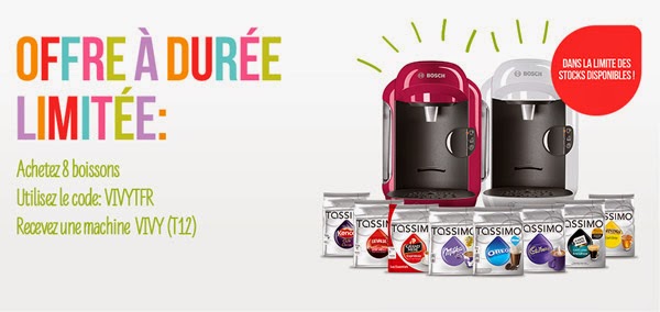 Bon plan : achetez 8 boissons Tassimo et recevez une machine T-12 Vivy GRATUITE !