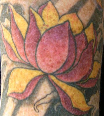 The piece features colorful lotus flowers She loves not only the beauty of 