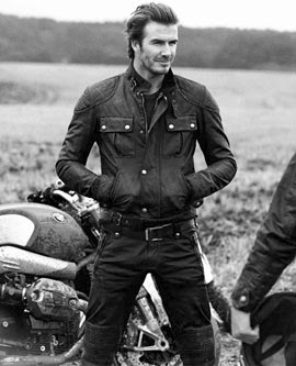 Belstaff jaqueta e calca de couro com David Beckham