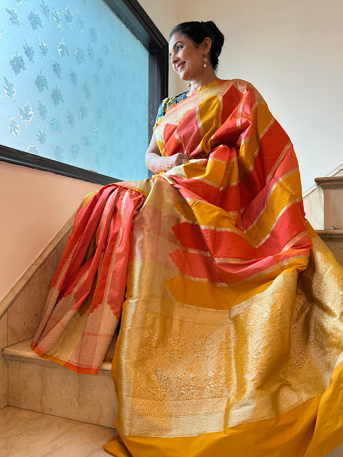 Silk Rangkaat saree, kaduwa weave