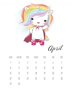 Calendario 2018 de Unicornios para Imprimir Gratis. 