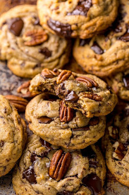 Brown Butter Bourbon Pecan Chocolate Chunk Cookies