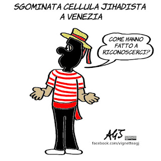 venezia, terrorismo, jihadisti, indagini, intelligence, vignetta, satira, umorismo