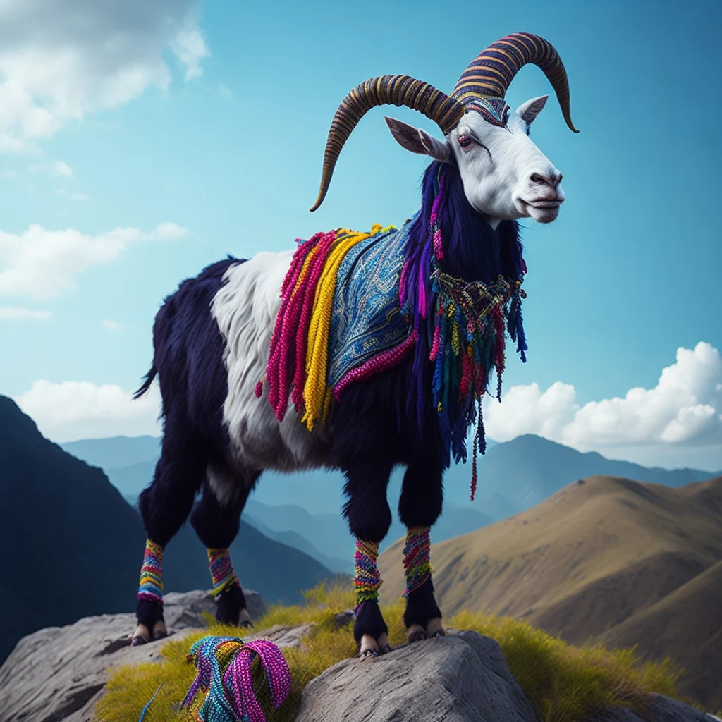 A Regal Goat on the Hill generated through Ai Art via Leonardo.ai by #PQCBlog