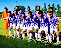 REAL VALLADOLID C. F. - Valladolid, España - Temporada 2016-17 - Becerra, Álex Pérez, Ángel, Fernando Calero y Toni; Caye Quintana, Moyano, Sergio Marcos, Renzo Zambrano, Víctor Pérez y Anuar - REAL VALLADOLID 2 (Caye Quintana y Víctor Pérez) TOLEDO 0 - 22/07/2016 - Primer partido amistoso de la temporada - Laguna, Valladolid, Campo Municipal La Laguna - Equipo que jugó el primer tiempo