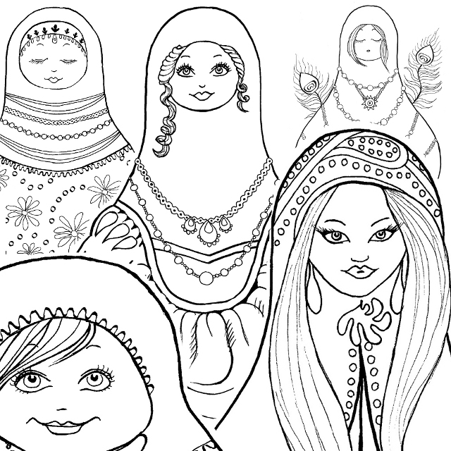 Russian Nesting Dolls Coloring Sheets 5