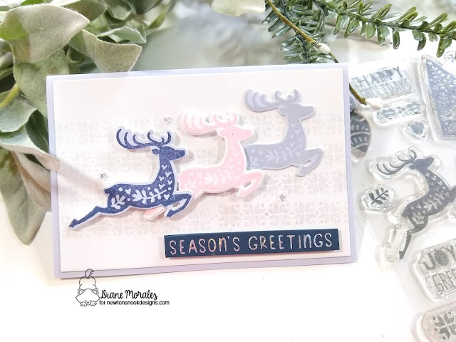 Christmas Card by Diane Morales | Scandi Christmas Stamp Set, Holiday Greetings Hot Foil Plates and Banner Duo Die Set by Newton's Nook Designs
