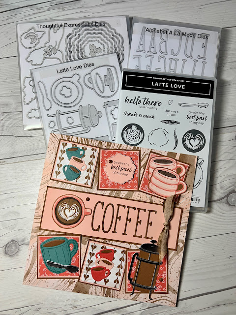 Stampin' Up! A Little Latte Stamp Set and Dies used to create a Shadow Boxcoffee-themed scrapbook page