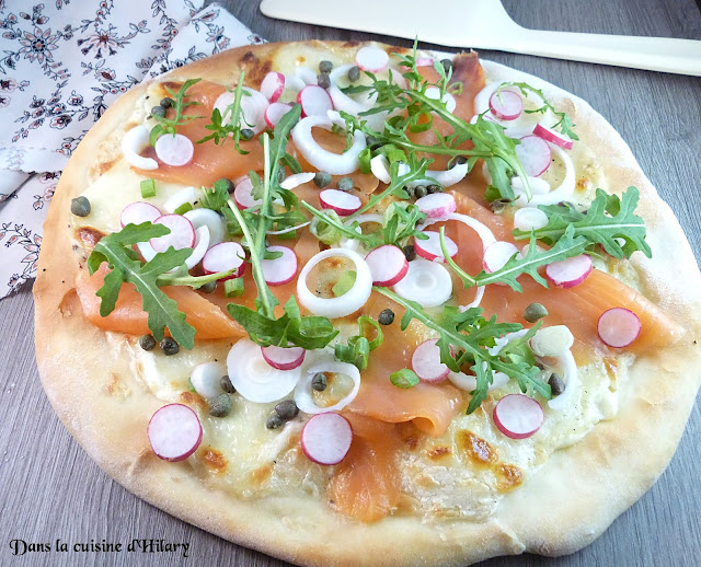 Pizza du printemps au saumon fumé et légumes croquants - Dans la cuisine d'Hilary