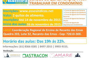 Curso de agente portaria e primeiros socorros com inscrições abertas, por 2 quilos de alimento no Recanto das Emas