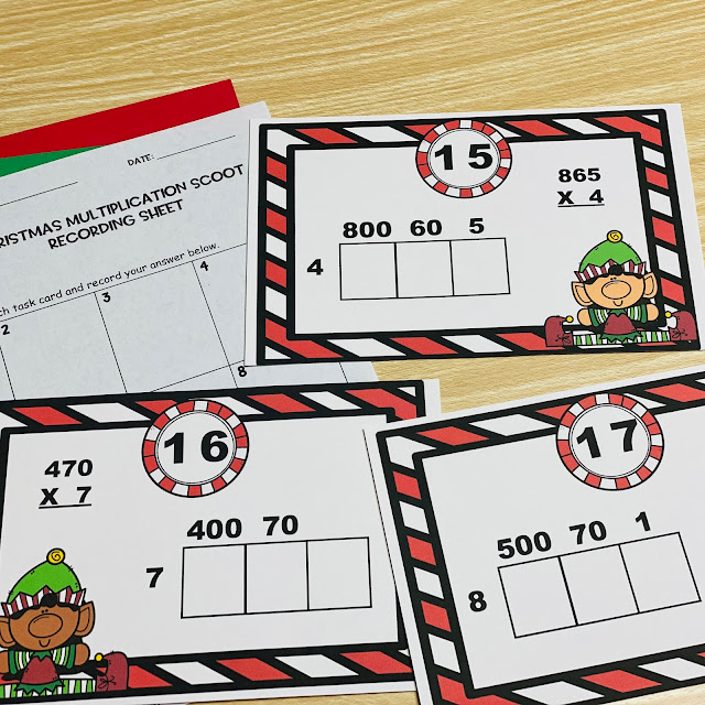 Area Model Multiplication Game Christmas Task Cards