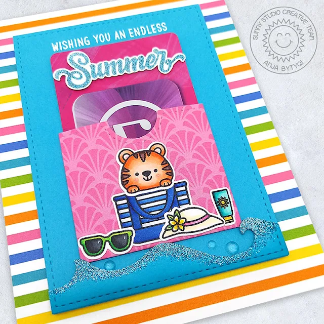 Sunny Studio Stamps: Gift Card Pocket Dies Beach Buddies Summer Themed Card by Anja Bytyqi