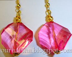 Magenta Acrylic Faceted Beaded Earrings (4)