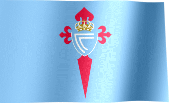 The waving fan flag of RC Celta de Vigo with the logo (Animated GIF)