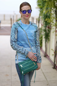 Sea printed sweatshirt, Rebecca Minkoff green bag, Fashion and Cookies