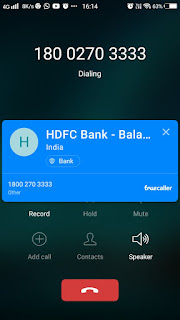 HDFC bank balance check number 