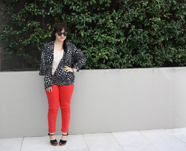 Kimono & Red Jeans - Daily Outfit 061611