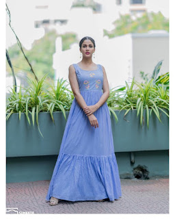 Lavanya Tripathi Beautiful Photos In Blue Long Frock