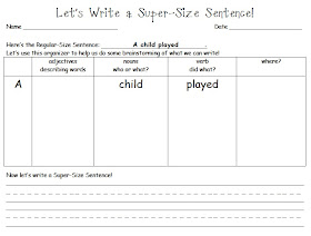 http://swampfrogfirstgraders.blogspot.com/2010/12/super-sized-sentence-writing.html