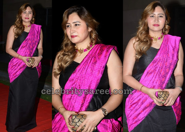 Jwala Gutta Black Fuchsia Pink Saree