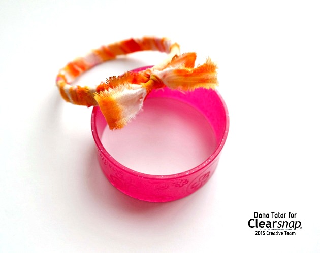 Izink Tie-Dyed Fabric Wrapped Bangle Bracelet by Dana Tatar